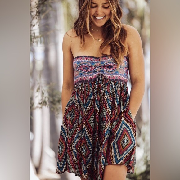 Free People Elowen Tube Romper in the color dark combo. New with tags, size XS - Picture 6 of 9